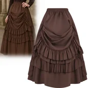 Spódnice - SPÓDNICA WIKTORIAŃSKA MIDI VINTAGE ŚREDNIOWIECZNA COSPLAY XS S 164 176 CM - miniaturka - grafika 1