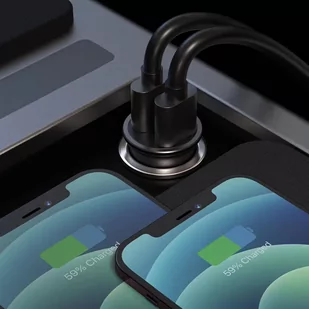 SWISSTEN Czarna Ładowarka samochodowa 1xUSB 1xUSB-C 36W - Ładowarki samochodowe - miniaturka - grafika 3