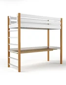 Łóżka dla dzieci i młodzieży - Łóżko piętrowe z biurkiem NIKO białe drewniane, łóżko z antresolą - miniaturka - grafika 1