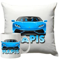 Gadżety dla niej i dla niego - Kubek Poduszka Lamborghini 330ml 40x40cm z Napisem Zestaw Motoryzacyjny - miniaturka - grafika 1
