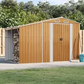 Kratki i pergole - vidaXL Szopa ogrodowa, jasny brąz, 277x192,5x179cm, stal galwanizowana - miniaturka - grafika 1