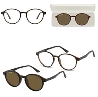 Okulary korekcyjne, oprawki, szkła - Okrągłe okulary pod korekcję z polaryzacyjną nakładką przeciwsłoneczną CLIP-TRC-190A-2 - miniaturka - grafika 1