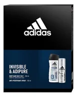 Zestawy kosmetyków męskich - Adidas Zestaw prezentowy PRO INVISIBLE &amp; ADIPURE, żel pod prysznic 250 ml + antyperspirant w sprayu 150 ml 3616302037476 - miniaturka - grafika 1