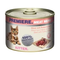 Mokra karma dla kotów - PREMIERE Meat Menu Kitten Wołowina i serca indycze 24x200 g - miniaturka - grafika 1