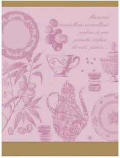 Le Jacquard Fran ais Ściereczka kuchenna Macarons Różowa - Ściereczki, gąbki, czyściki - miniaturka - grafika 1