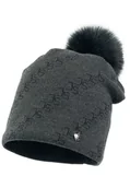 Czapki dla dzieci - Czapka dla dziewczynki na zimę z pomponem VALARTA grafit - miniaturka - grafika 1