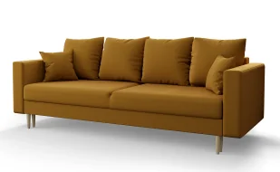 Musztardowa welurowa sofa rozkładana Z9-R60 - Sofy i kanapy - miniaturka - grafika 1