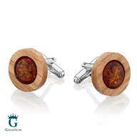 Spinki do mankietów i krawatów - Srebrne Spinki do Mankietów "Polski Las" z Bursztynem SMD-006 - miniaturka - grafika 1