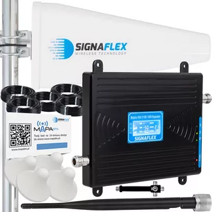 Zestaw Wzmacniacz LTE Signaflex GSM/UMTS/DCS BLACK LCD LS-GDW2 + T1 20dBi 10m + 4x Grzybek + Bat - Wzmacniacze sygnału wifi - miniaturka - grafika 1