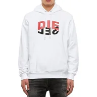 Bluzy męskie - Bluza męska dresowa Diesel S-Girk z kapturem biała z nadrukiem -S - miniaturka - grafika 1