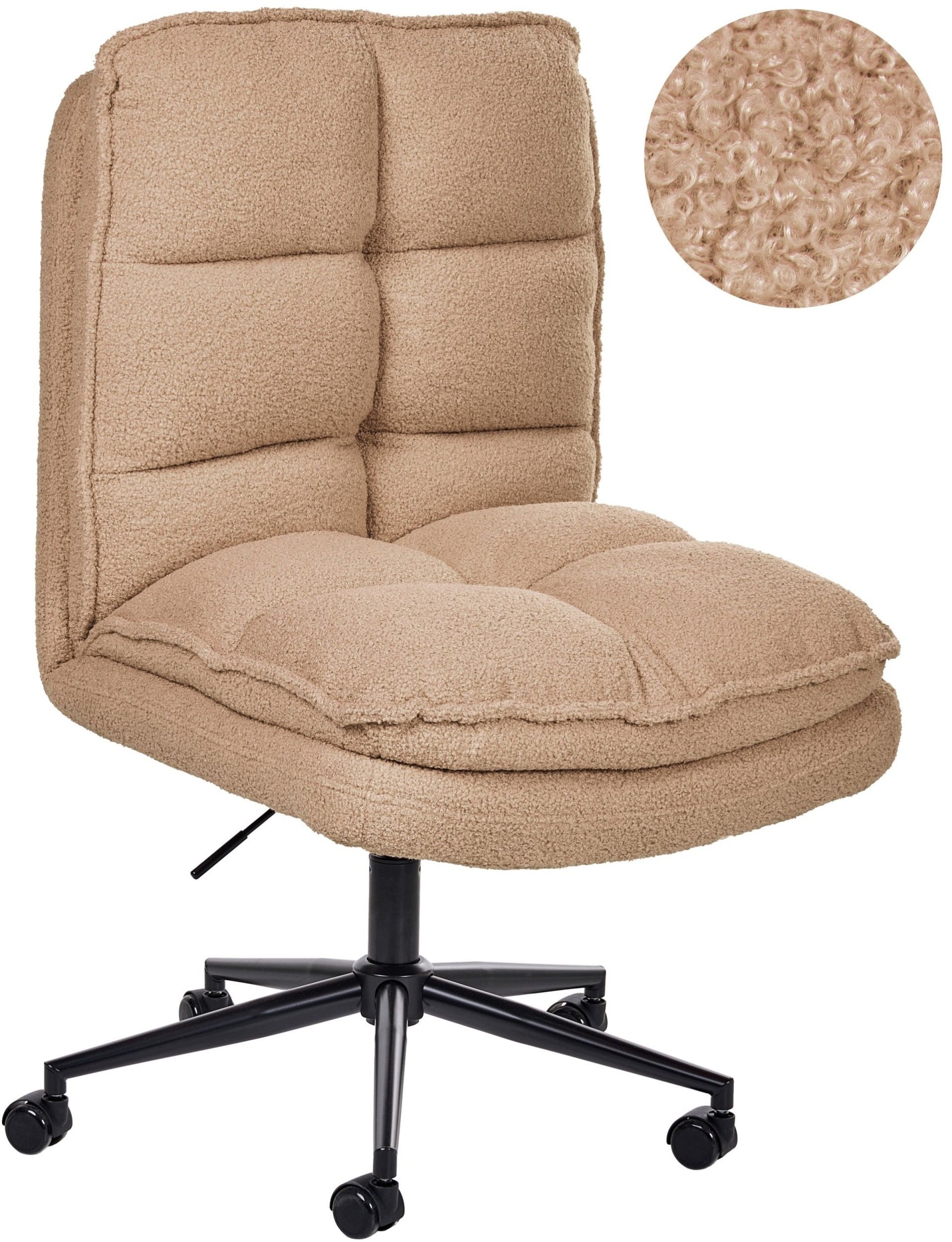 Beliani Krzesło biurowe Addison Boucle Piaskowy 808887 Bel