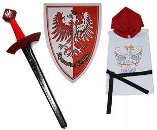 Zestaw Rycerski Miecz Tarcza Tunika Duża Polski Rycerz Przebranie Kostium - Stroje karnawałowe Zestaw Rycerski Miecz Tarcza Tunika Duża Polski Rycerz Przebranie Kostium - Stroje karnawałowe - miniaturka - grafika 1