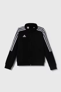 Bluzy dla chłopców - adidas bluza dziecięca kolor czarny z aplikacją - grafika 1