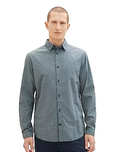 TOM TAILOR Męska koszula o regularnym kroju w kratę z bawełny, 32279-smokey Sea Green Small Check, S - Koszule męskie - miniaturka - grafika 1