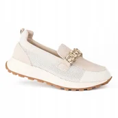 Mokasyny damskie - Półbuty mokasyny damskie GOODIN GD-PG2681 skóra siatka wsuwane beż 40 - Goodin - miniaturka - grafika 1