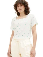 Koszulki i topy damskie - TOM TAILOR T-shirt damski, 32173 – Offwhite Palm Design, XXS - miniaturka - grafika 1