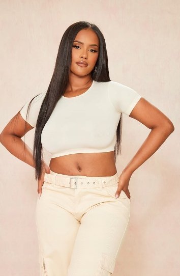 PRETTYLITTLETHING TOP BEŻOWY GŁADKI DAMSKI S EJT