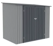 Altany ogrodowe - Domek narzędziowy KENT 222x149cm Light Grey, metalowy, z drzwiami na zawiasy, wentylowany, idealny schowek na narzędzia ogrodowe i sprzęt Hardmaister - miniaturka - grafika 1
