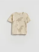 Bluzki dla niemowląt - Reserved - Bawełniany t-shirt z nadrukiem - kremowy - miniaturka - grafika 1