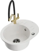 Zlewozmywaki z baterią - Mexen Kevin zlewozmywak granitowy 1-komorowy z baterią kuchenną Duo, biały - 6517-20-671701-57-B - miniaturka - grafika 1