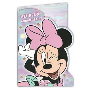 Creativ'World 200004!MINNIE! Kartka urodzinowa z naklejką Disney Minnie Mouse Syrenka Delfin Ryba - z różową kopertą 12 x 17,5 cm 200004!MINNIE! - Kartki okolicznościowe i zaproszenia - miniaturka - grafika 1