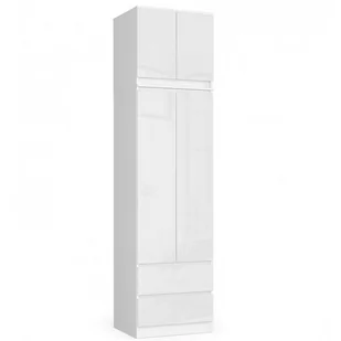 Szafa z nadstawką do sypialni 60 cm STAR - biała-biały połysk - Szafy Szafa z nadstawką do sypialni 60 cm STAR - biała-biały połysk - Szafy - miniaturka - grafika 1