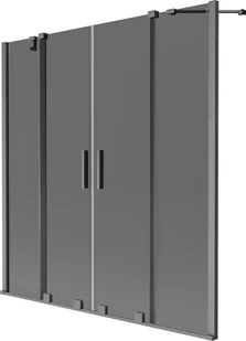 Mexen Velar Duo parawan nawannowy 2-skrzydłowy rozsuwany 140 x 150 cm, grafit, gun gray szczotkowany - 896-140-000-42-66 - Parawany nawannowe - miniaturka - grafika 1