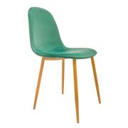 Krzesła - Krzesło tapicerowane, drewniane nóżki, 43x52x89 cm, zielony - miniaturka - grafika 1