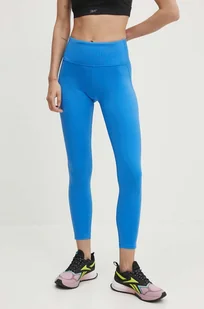 Reebok legginsy treningowe Lux Perform kolor niebieski gładkie 100076194 - Legginsy - miniaturka - grafika 1
