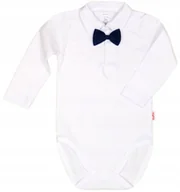 Body dla niemowląt - Body KOŁNIERZYK Polo DŁR BIAŁE MUCHA granat r 74 KLEKLE - miniaturka - grafika 1