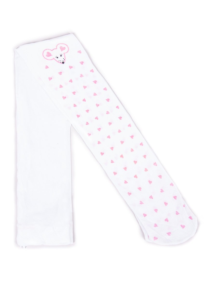 Rajstopy dziecięce, mikrofibra, białe, myszka 20 DEN, 128-134