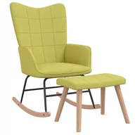Fotele - vidaXL Fotel bujany z podnóżkiem zielony obity tkaniną 328023 - miniaturka - grafika 1