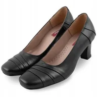 Półbuty damskie - Półbuty Damskie Galowe Buty Czarne Eleganckie Skórzane 37 - miniaturka - grafika 1