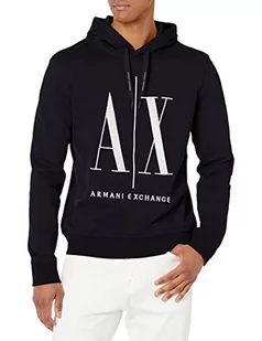 Armani Exchange Męska bluza z kapturem, Maxi Print Logo On Front, grantowy, L - Bluzy męskie - miniaturka - grafika 1