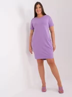 Bluzki damskie - Tunika plus size jasny fioletowy sukienka codzienna dekolt okrągły rękaw krótki długość mini kieszenie - miniaturka - grafika 1