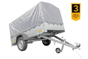 UNITRAILER Przyczepa GARDEN TRAILER 230 KIPP z kołem podporowym i stelażem H-800 z pokrowcem szarym UT004188 - Przyczepy - miniaturka - grafika 1