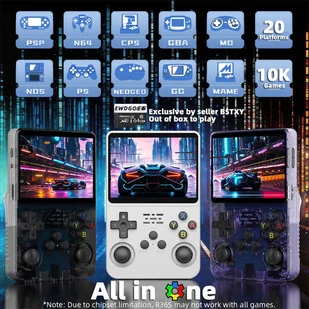 R36S Handheld Game Console, 3.5-inch IPS Screen, Linux System, 11 Emulator, 64GB - Transparent Purple - Konsole i gry retro - miniaturka - grafika 2