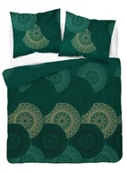 Pościel - Pościel satynowa 180x200 zielona butelkowa złota geometria Home Satin - miniaturka - grafika 1