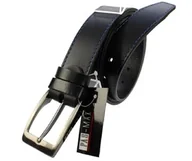 Paski - Pasek Męski Skórzany PAS-MAX (PL) Skóra Licowa EXTRA 40 mm CZARNY Z Niebieską Nitką Nadwymiar BARDZO DŁUGI XXL - miniaturka - grafika 1