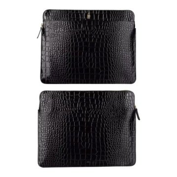 Czarna Croco skórzana aktówka damska a4 polskiej marki Wojewodzic