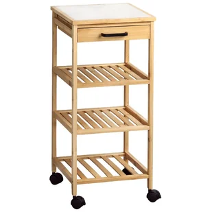 Wózek kuchenny bambusowy z szufladą 34 x 34 x h73 cm - Wózki kuchenne - miniaturka - grafika 1