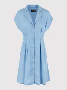 Sukienki - Pieces Sukienka jeansowa Kari 17124034 Niebieski Regular Fit - grafika 1