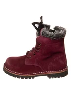 Botki damskie - kmins Skórzane botki zimowe w kolorze ciemnoczerwonym - miniaturka - grafika 1