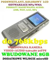 Rejestratory do monitoringu - Profesjonalny Rejestrator Dźwięku (8GB) + Mikro-Kamera + Kolorowy Ekran LCD + Słuchawki itd. - miniaturka - grafika 1