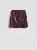Spódnice - Reserved - Spódnica mini z imitacji skóry - bordowy - miniaturka - grafika 1
