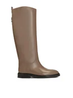 Kozaki damskie - Wsuwane kozaki oficerki w kolorze taupe - miniaturka - grafika 1