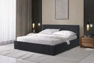 Łóżka - Łóżko tapicerowane Curacao 120x200 cm ze stelażem z listew i schowkiem, łóżko na sprężynach hydraulicznych, łóżko tapicerowane aksamitem, łóżko podwójne, funkcjonalne łóżko, szare. - miniaturka - grafika 1