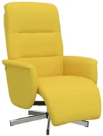 Fotele - vidaXL Fotel rozkładany z podnóżkiem, jasnożółty, tkanina - miniaturka - grafika 1