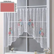 Inne - TEMU koronkowe firanki kuchenne z motywem kwiatowym – Półprzezroczysta poliestrowa falbana okienna z przelotkami, nadająca się do prania ręcznego, - miniaturka - grafika 1