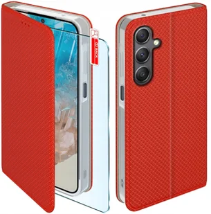Etui z klapką do Samsung Galaxy M35 5G Zamykane Czerwone Futerał +Szkło 9H - Etui i futerały do telefonów - miniaturka - grafika 1
